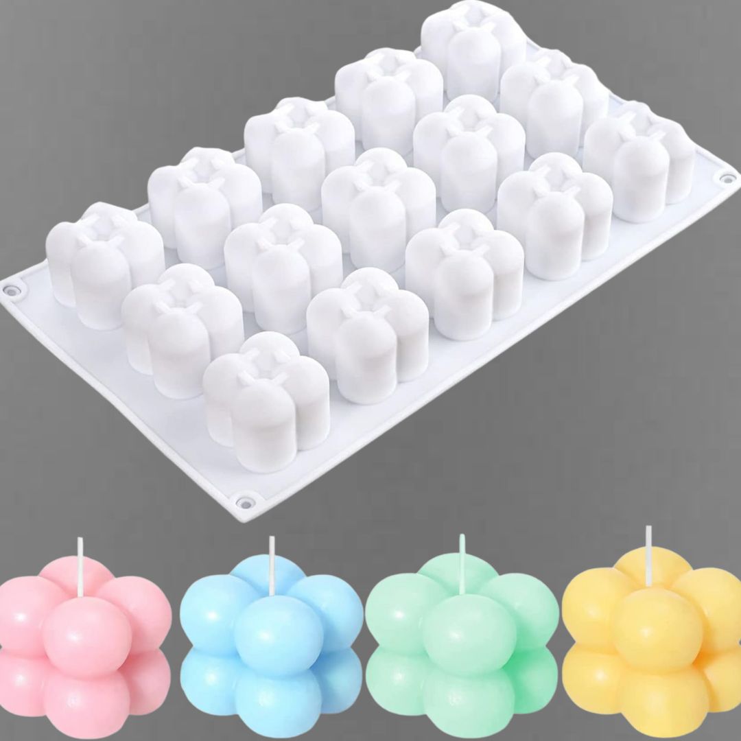 Bubble Candle Mold Silicone 15 Cavity Cube Shape Small