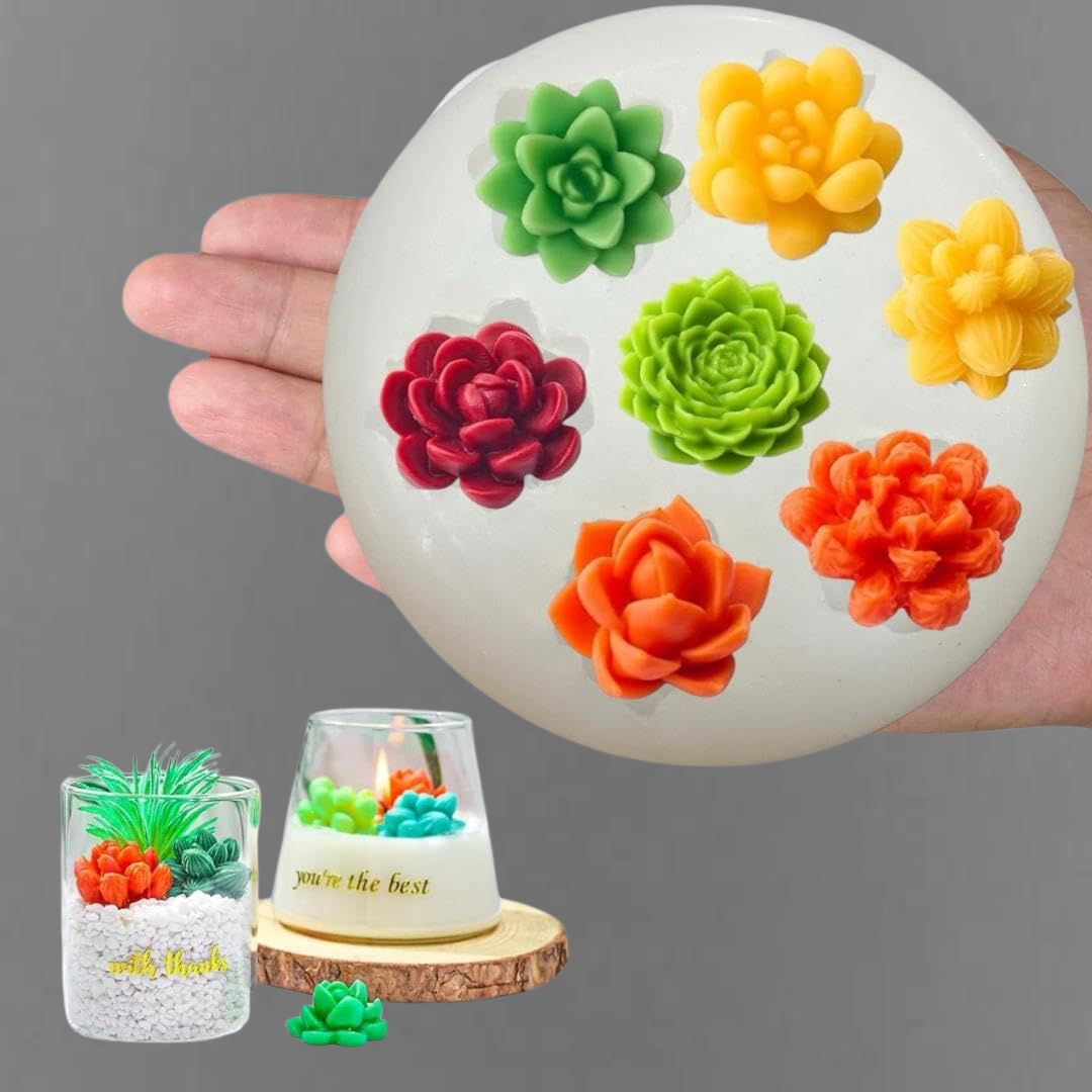 7 Cavity Succulent Silicone Candle Mold