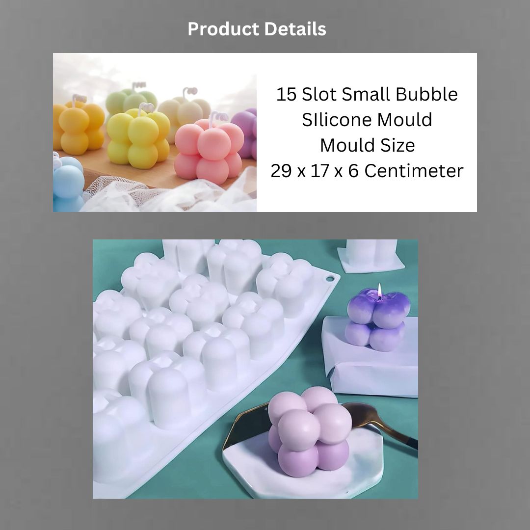 Bubble Candle Mold Silicone 15 Cavity Cube Shape Small - Image 2